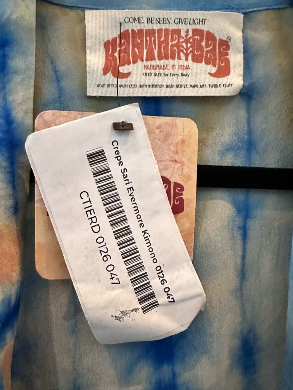 NWT Kantha Bae Evermore Kimono in Blue Tie Dye Sz 00-22/24 - Picture 9 of 9